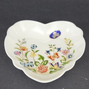 Vtg 80s Aynsley Heart Shaped Trinket Dish Cottage Garden Bone China England